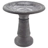 Arcadia Garden Products front view of the antique black bird bath showing shape and finish