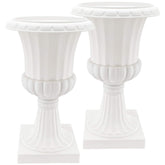 Arcadia Garden Products front view showing classic white urn and instant curb appeal