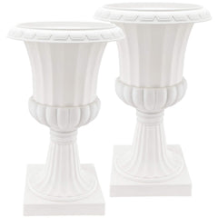 Arcadia Garden Products front view showing classic white urn and instant curb appeal