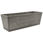 Arcadia Garden Products front view showing cement finish and rectangular profile, attractive display