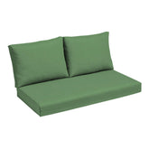 Arden Selections front view of moss green loveseat cushion set showing full three-piece set comfort