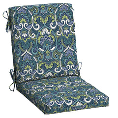 Arden Selections front view of blue damask cushion showing pattern and fit