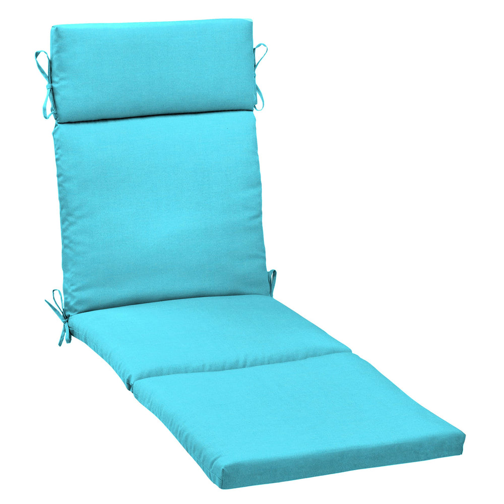 Arden Selections front view of Pool Blue chaise cushion showing clean look and comfort