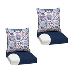 Arden Selections Clark Blue front view showing two-piece cushion set and color benefit