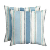 Arden Selections front view of French blue stripe pillows showing color and pattern for cohesive patio decor