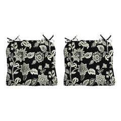 Arden Selections front view of 2-pack cushions showing Black Jacobean pattern and neat look