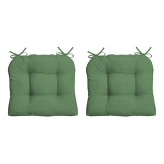 Arden Selections front view of moss green cushion set showing vibrant outdoor fabric and tufting benefit