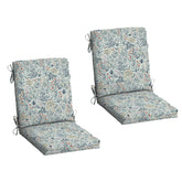 Arden Selections front view showing two pistachio botanical cushions, adds patio style