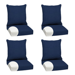 Arden Selections front view of sapphire blue 4-pack cushions showing fresh outdoor style and comfort