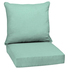Arden Selections front view aqua cushion set showing vibrant color and durable finish