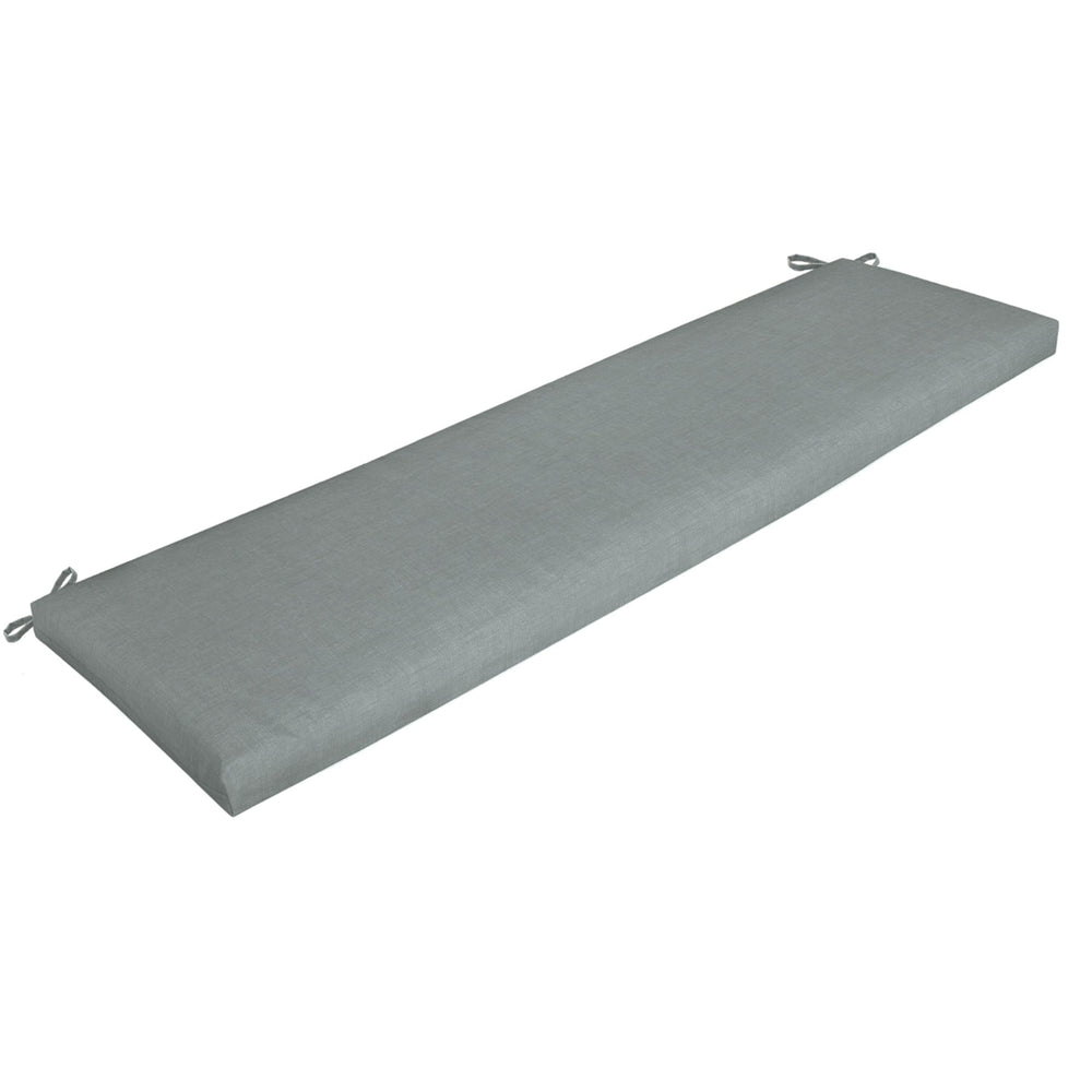 Arden Selections front view stone grey bench cushion showing clean neutral look and outdoor-ready finish