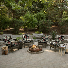 Arden Selections cushions in use on an Adirondack chair demonstrating secure fit and added comfort
