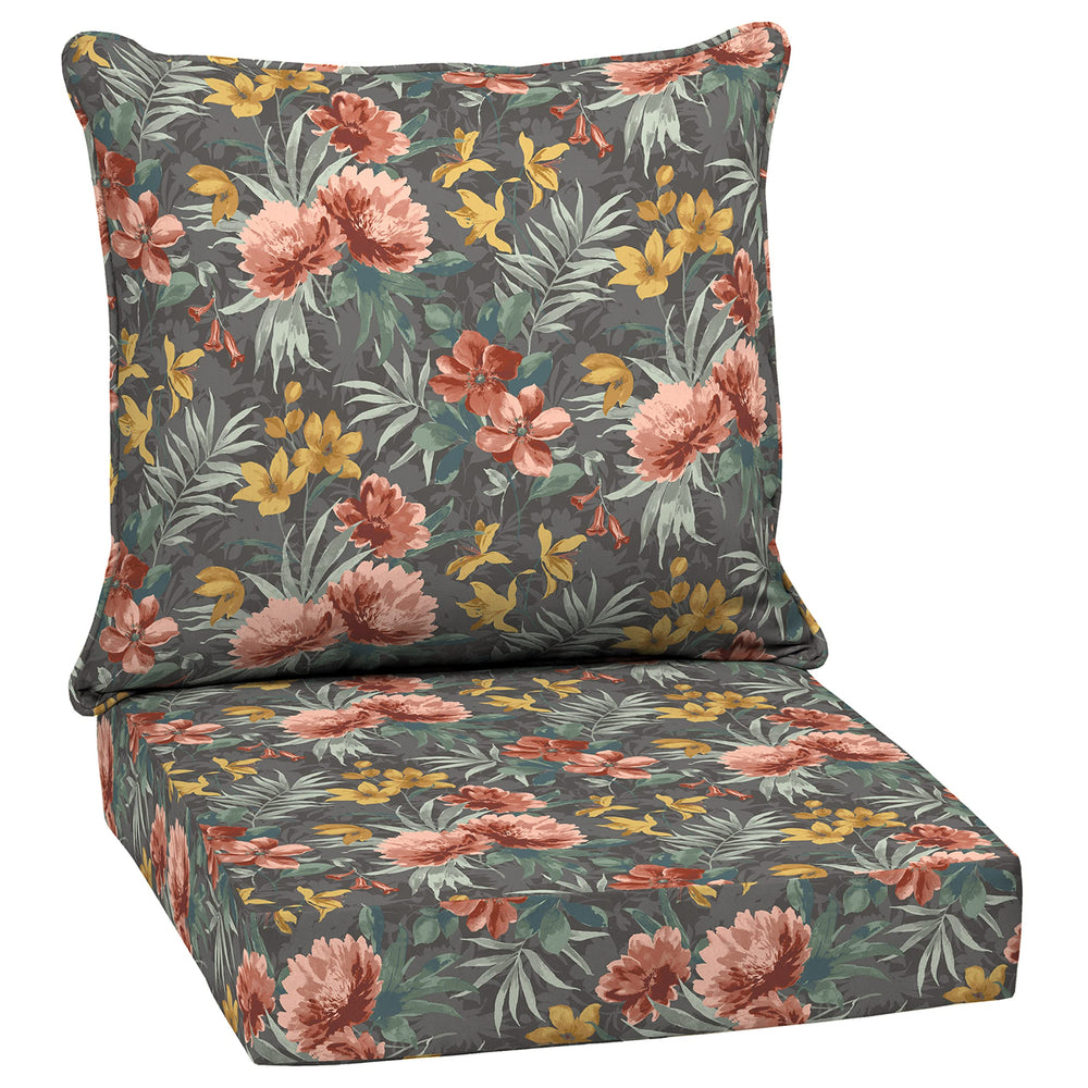 Arden Selections front view of Phoebe Grey Floral cushions shows stylish pattern and fit benefit