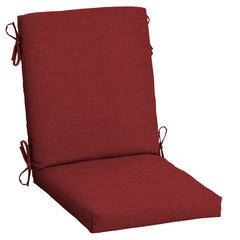 Arden Selections front view showing ruby red two-piece cushion on chair, adds comfortable seating