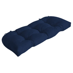 Arden Selections front view of sapphire blue tufted settee cushion showing fit and style