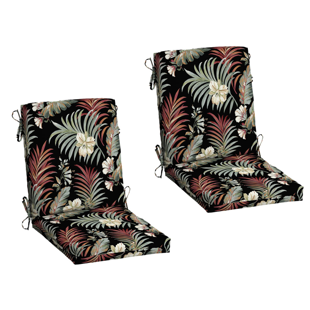 Arden Selections front view of Simone Black Tropical cushions showing full 20x44 set and pattern appeal