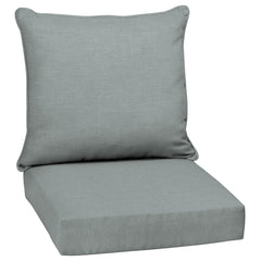 Arden Selections front view of stone grey cushion set showing clean modern style and weatherproof finish
