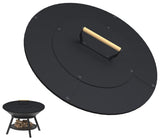 Ardier front view of round fire pit lid protecting bowl