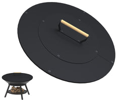 Ardier front view of round fire pit lid protecting bowl