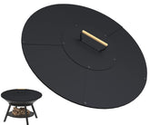 Ardier front view of lid protecting fire pit, prevents debris