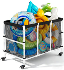 Ardier front view of white rolling pool cart for quick tidy-up