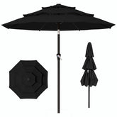 AreShark 9ft patio umbrella front view showing full shade coverage benefit