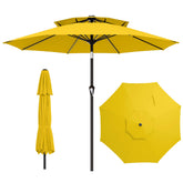 AreShark umbrella front view showing full canopy and vibrant yellow shade benefit