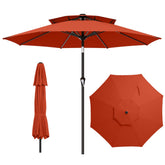 AreShark red umbrella front view showing full 9ft canopy and shade benefit