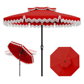 AreShark front view red fringe umbrella showing stylish shade