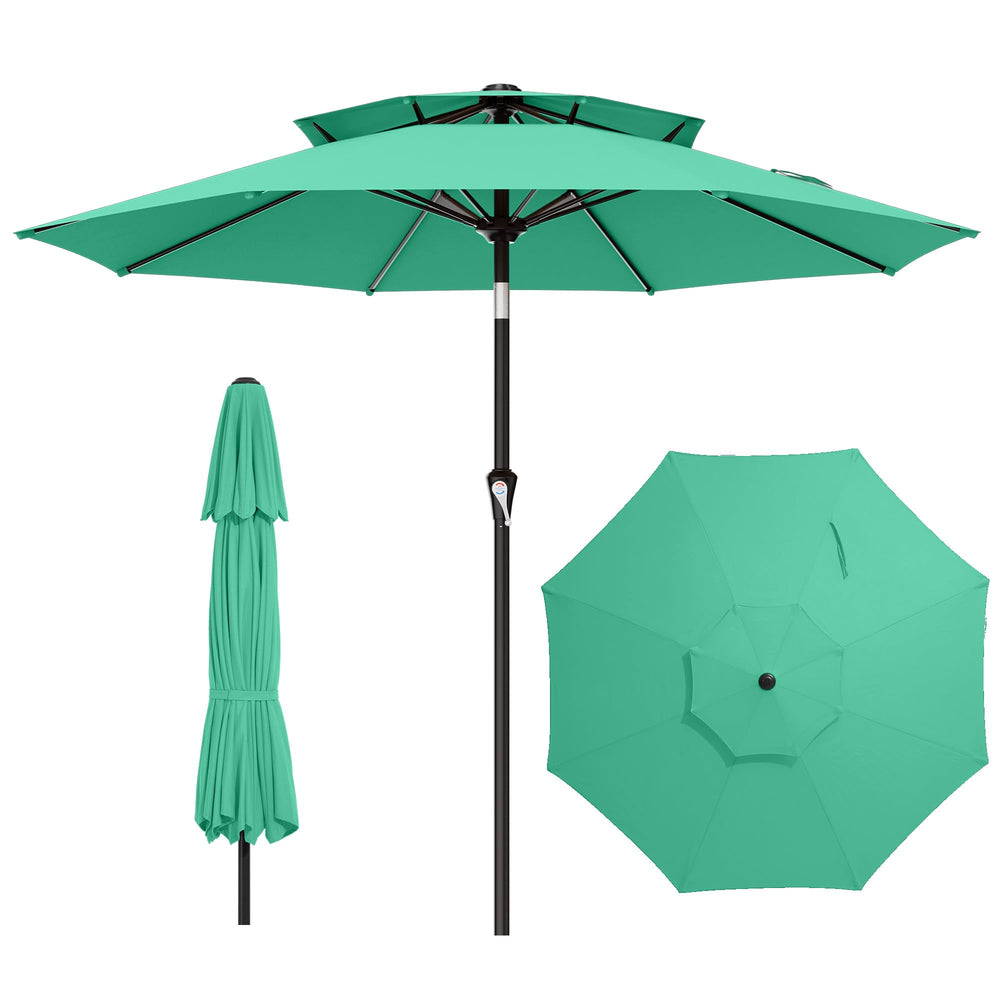 AreShark front view turquoise canopy showing full coverage and stylish shade