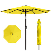 AreShark front view of yellow 10 ft patio umbrella showing full canopy and branding benefit sun protection