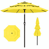 AreShark front view of yellow umbrella showing full coverage and curb appeal