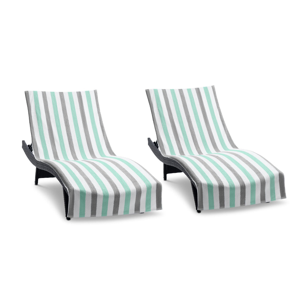 Arkwright Cabo front view showing striped cabana cover and secure pocket benefit