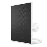 Arlo solar panel front view showing sleek white panel and connector for reliable charging
