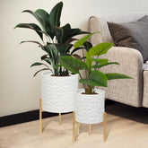 ARNIS front view of two matte white planters showcasing stylish decor