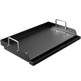 Arribueno front view of griddle showing full 25 by 16 plate and fit benefit