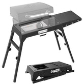 Arribueno front view stand with Blackstone griddle showing stable cook surface benefit