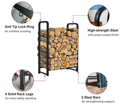 Artibear rack fully loaded with split logs demonstrating high capacity benefit