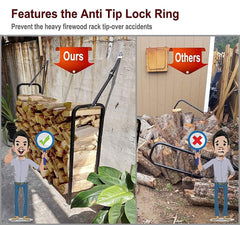 Artibear loaded rack beside fire pit demonstrating easy outdoor access