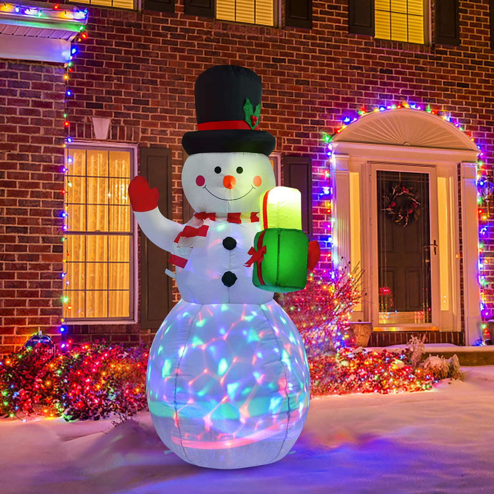 Artiflr front view inflatable snowman showing welcome curb appeal