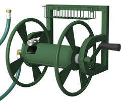Artigarden front-mounted hose reel showing neat coiled hose and tidy storage benefit