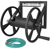 Artigarden front view of mounted hose reel showing compact storage benefit