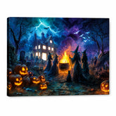 Artiluxy haunted house front view with glowing LEDs for dramatic décor