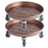 ARTLINE front view of 12-inch round plant stand showing sturdy tray and finish benefit