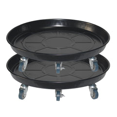 ARTLINE front view of round plant stand showing sturdy tray and finish