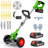 ASLTYKNGLB front view of cordless weed wacker showing compact profile and portability benefit
