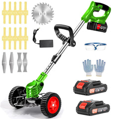 ASLTYKNGLB front view of cordless weed wacker showing compact profile and portability benefit