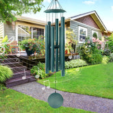 ASTARIN front view of 45in chimes showing full length and green finish for garden ambiance
