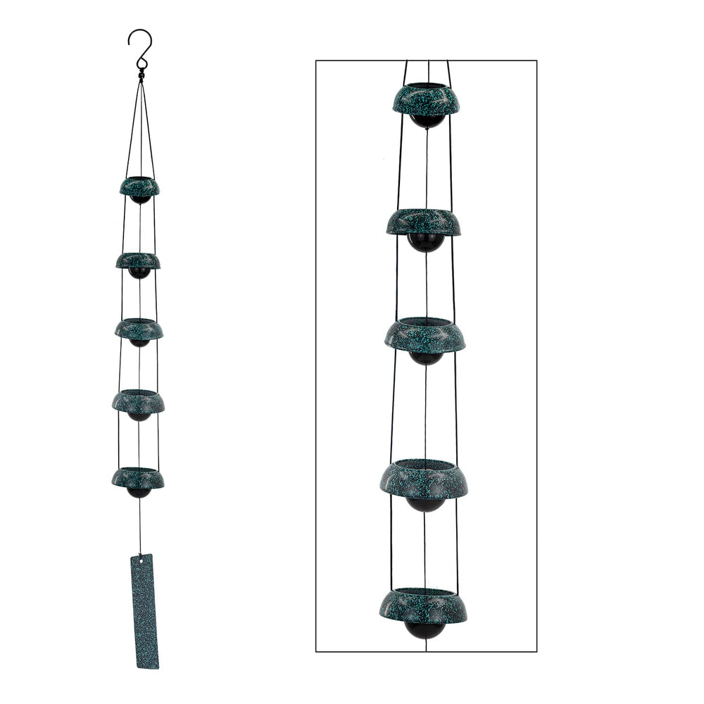 ASTARIN front view of five-bell wind chime showing elegant red copper finish and balance benefit