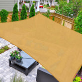 AsterOutdoor front view of 16x16 rectangle sail offering wide patio shade